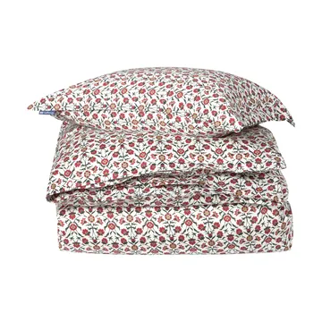 Flower Printed Cotton Sateen sengesett - White-red-green-beige, 50x60 cm/150x210 cm - Lexington
