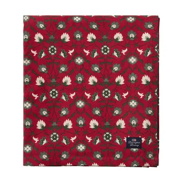 Flower printed økologisk bomullsduk - Red-beige-green, 150x350 cm - Lexington