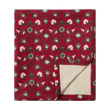 Flower printed økologisk bomullsduk - Red-beige-green, 150x350 cm - Lexington