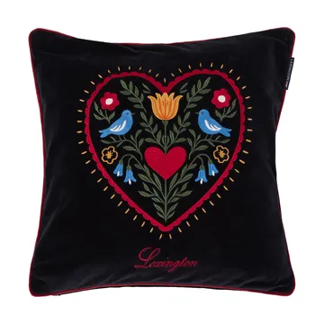 Heart økologisk bomullsfløyel putetrekk - Black-multi, 50x50 cm - Lexington