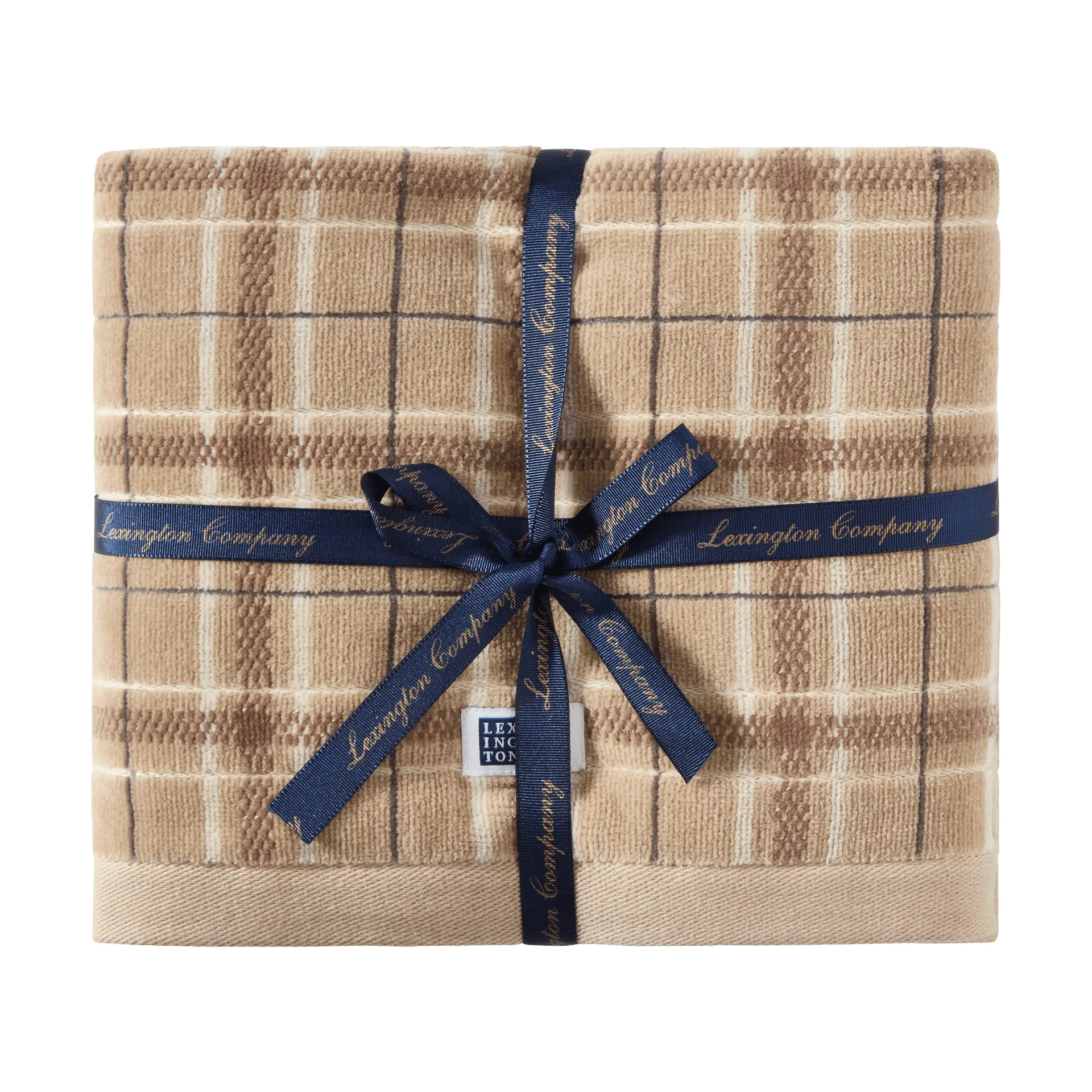 Lexington checked håndkle 2-pakning, Beige-grey Lexington