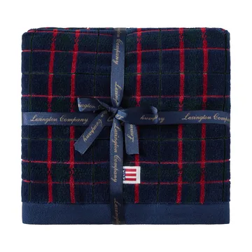 Lexington checked håndkle 2-pakning - Navy-green, 50x70 cm - Lexington