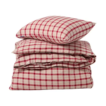 Red-beige Checked bomull flanell sengetøy 2 deler - 50x60 cm, 150x210 cm - Lexington