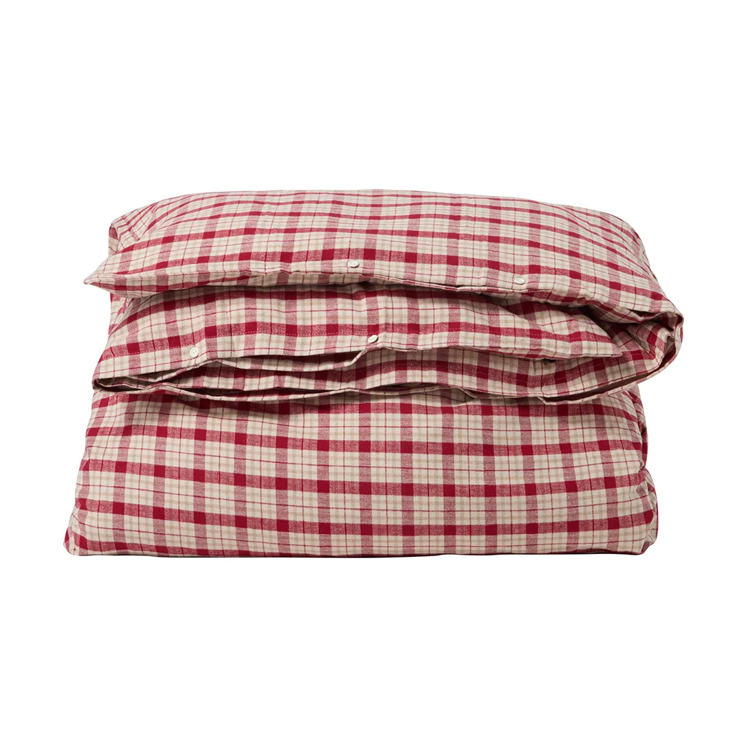 Red-beige Checked bomull flanell sengetøy 2 deler, 50x60 cm, 150x210 cm Lexington