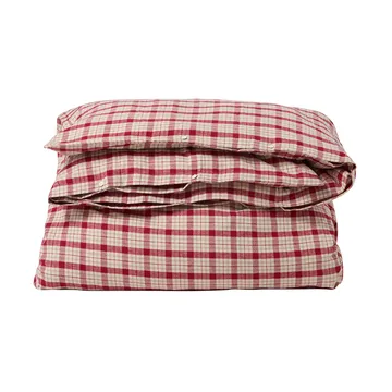 Red-beige Checked bomull flanell sengetøy 2 deler - 50x60 cm, 150x210 cm - Lexington