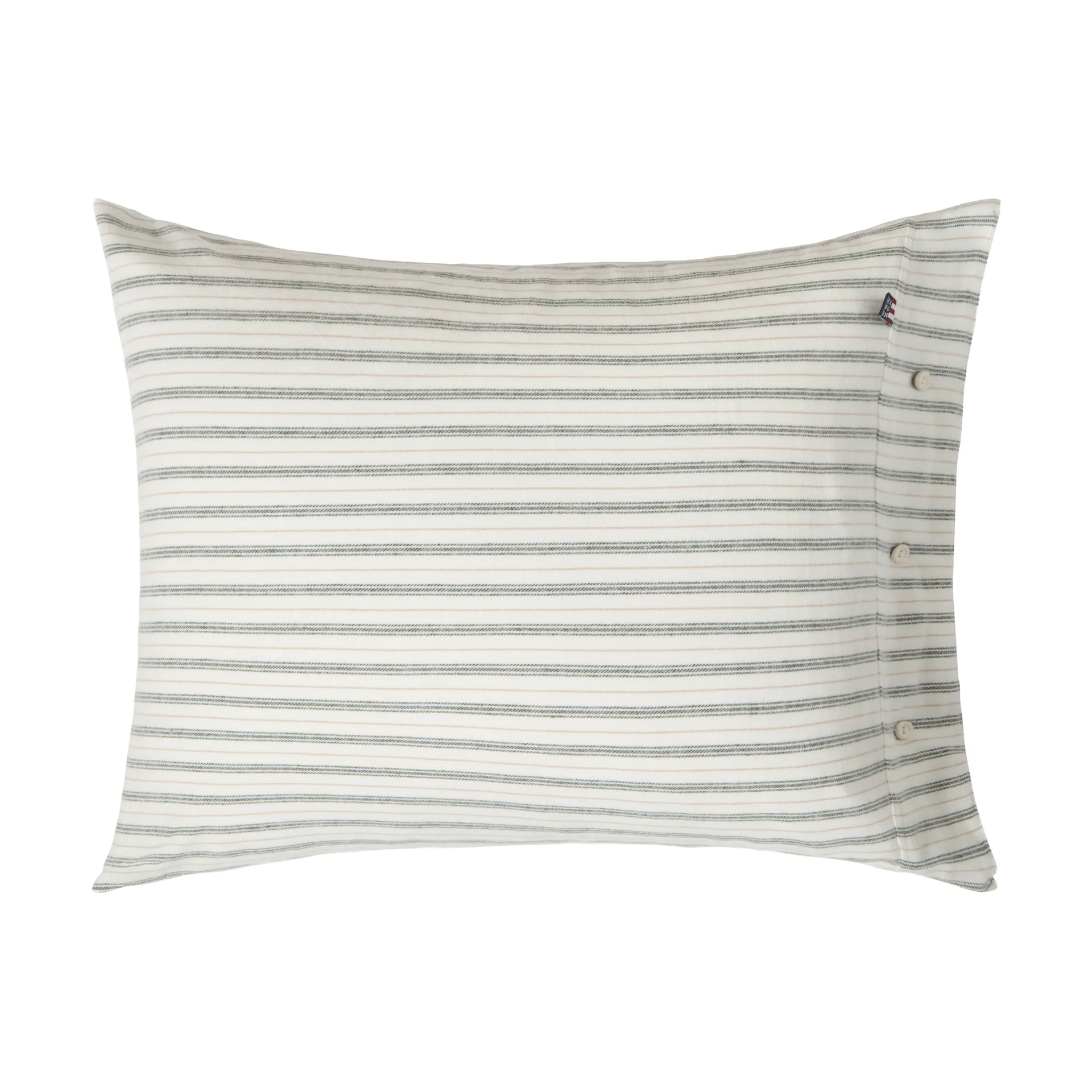 Stripe cotton flannel putetrekk, White-green-beige, 50x60 cm Lexington