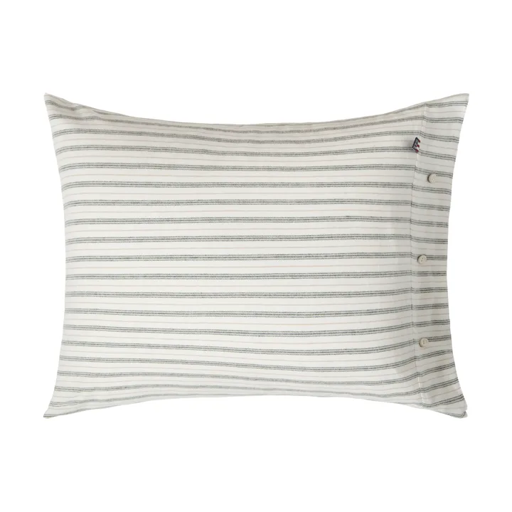 Stripe cotton flannel putetrekk - White-green-beige, 50x60 cm - Lexington