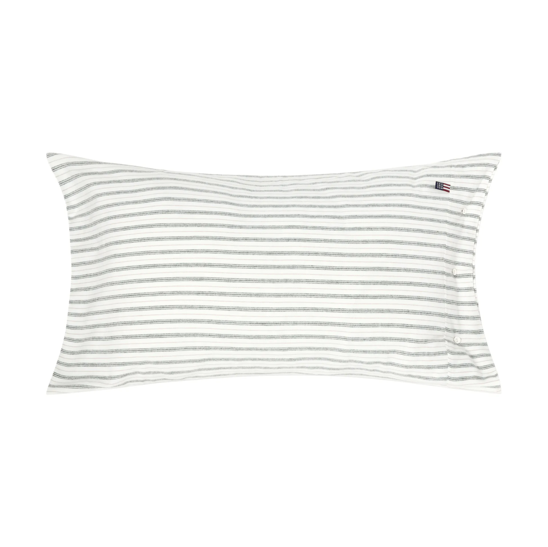 Stripe cotton flannel putetrekk, White-green-beige, 50x90 cm Lexington