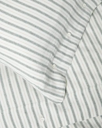 Stripe cotton flannel sengesett - White-green-beige, 50x60 cm/150x210 cm - Lexington