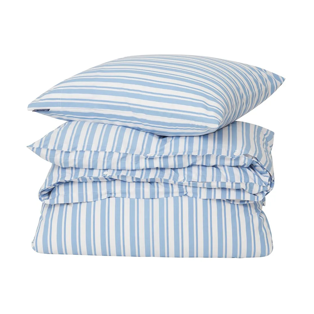 Striped cotton Poplin sengetøysett, White-blue, 1 putetrekk Lexington