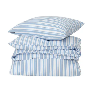 Striped cotton Poplin sengetøysett - White-blue, 1 putetrekk - Lexington