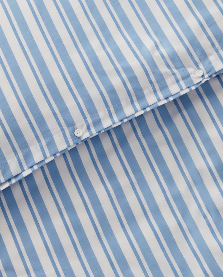 Striped cotton Poplin sengetøysett, White-blue, 2 putetrekk Lexington