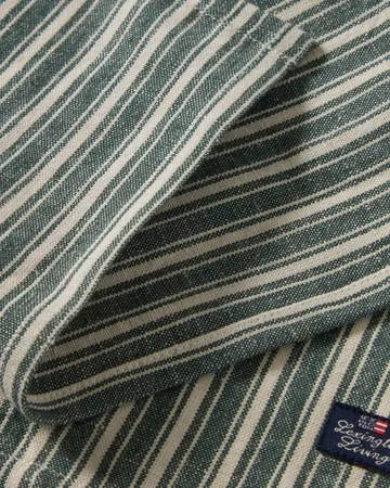 Stripete linservietter - Green-lys beige, 50x50 cm - Lexington