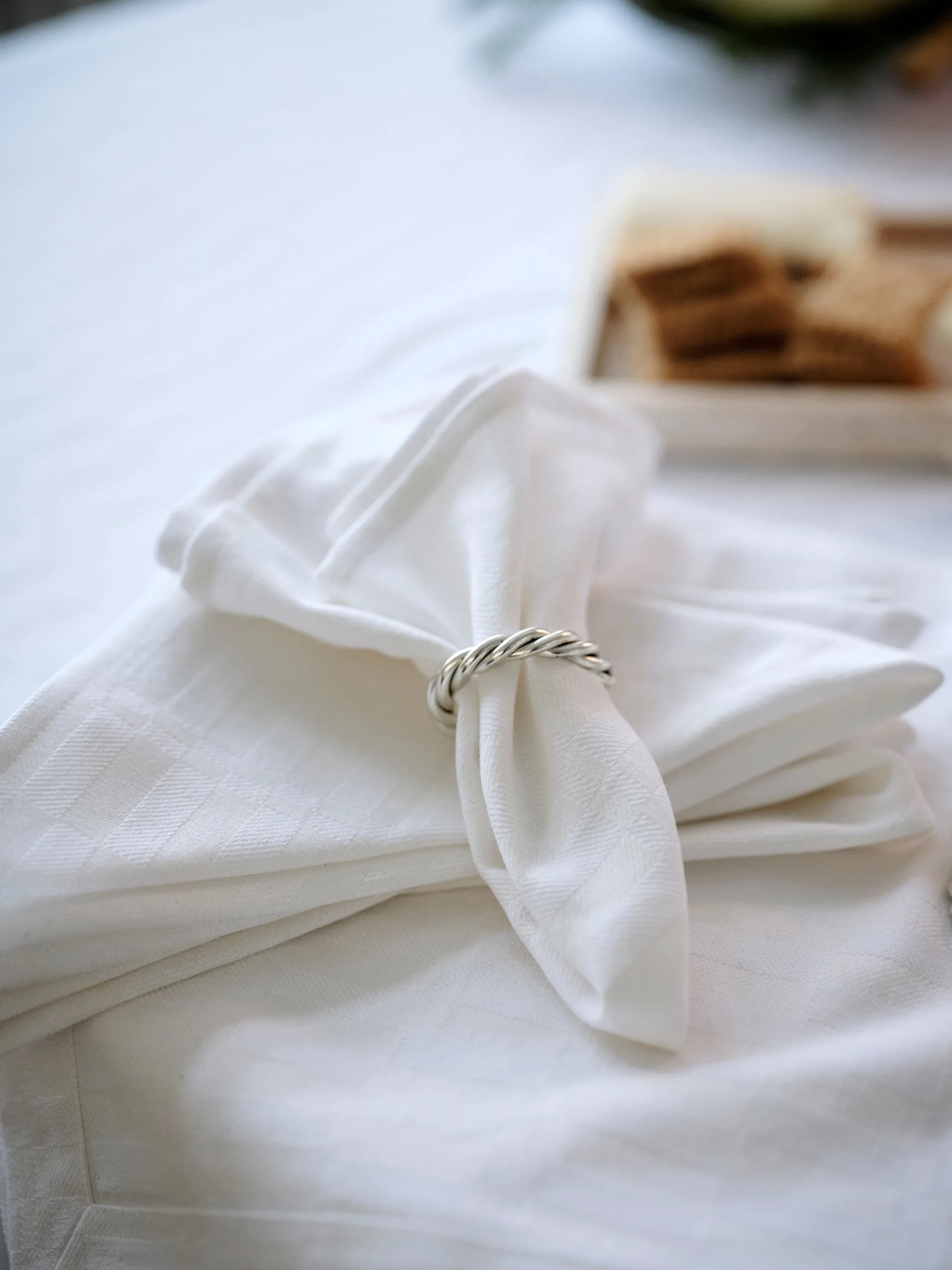 White Jacquard Cotton duk 150x250 cm, Hvit Lexington