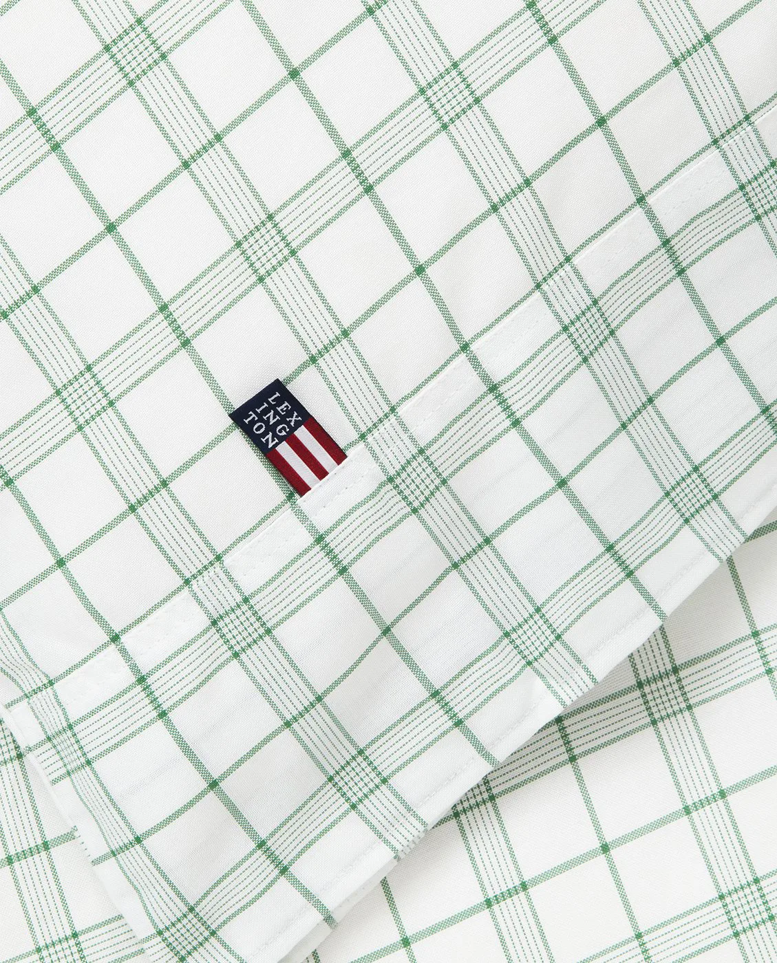 White/Green Checked Lyocell/Cotton sengesett, 50x60 cm, 220x220 cm Lexington
