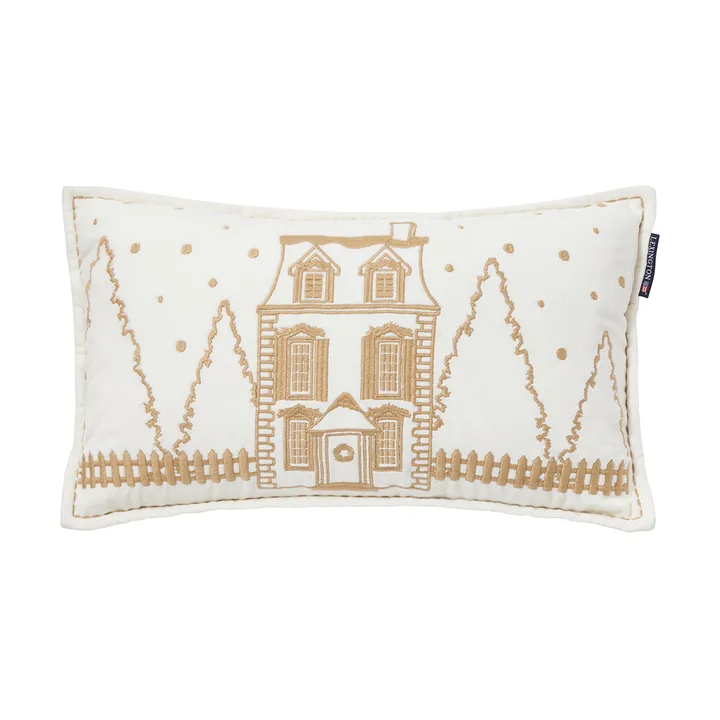 Winter House eko. fløyelsbomull pute 30x50 cm - White-Light beige - Lexington