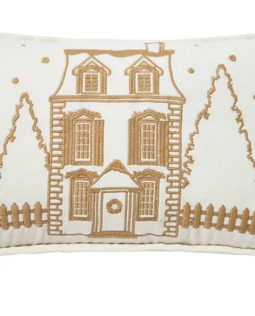 Winter House eko. fløyelsbomull pute 30x50 cm - White-Light beige - Lexington