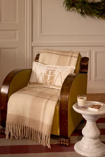 Winter House eko. fløyelsbomull pute 30x50 cm - White-Light beige - Lexington