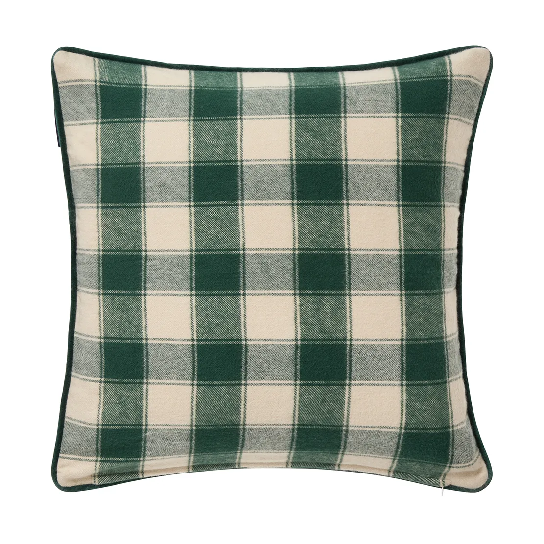 Wrapped checked eko. flanell putetrekk 50x50 cm, Light beige-green Lexington
