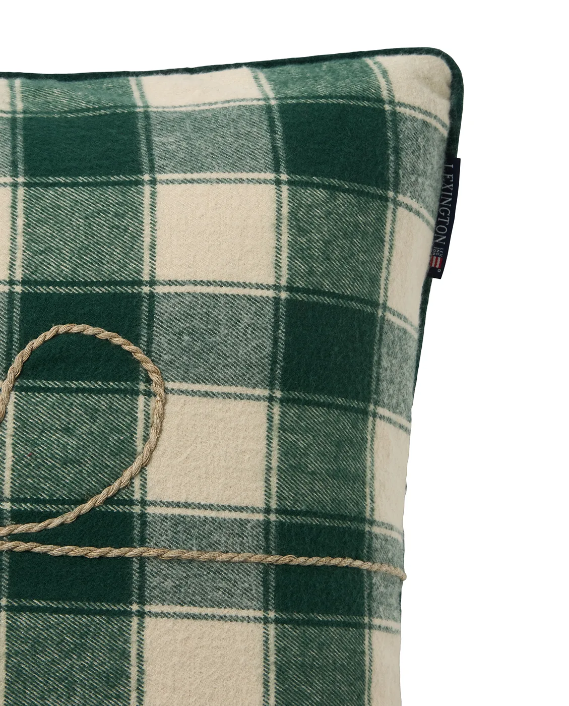 Wrapped checked eko. flanell putetrekk 50x50 cm, Light beige-green Lexington