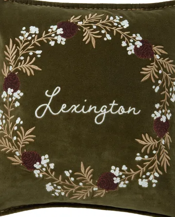 Wreath økologisk fløyelsbomull putetrekk 50x50 cm - Olive-brun-hvit - Lexington