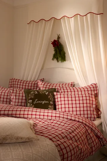 Wreath økologisk fløyelsbomull putetrekk 50x50 cm - Olive-brun-hvit - Lexington