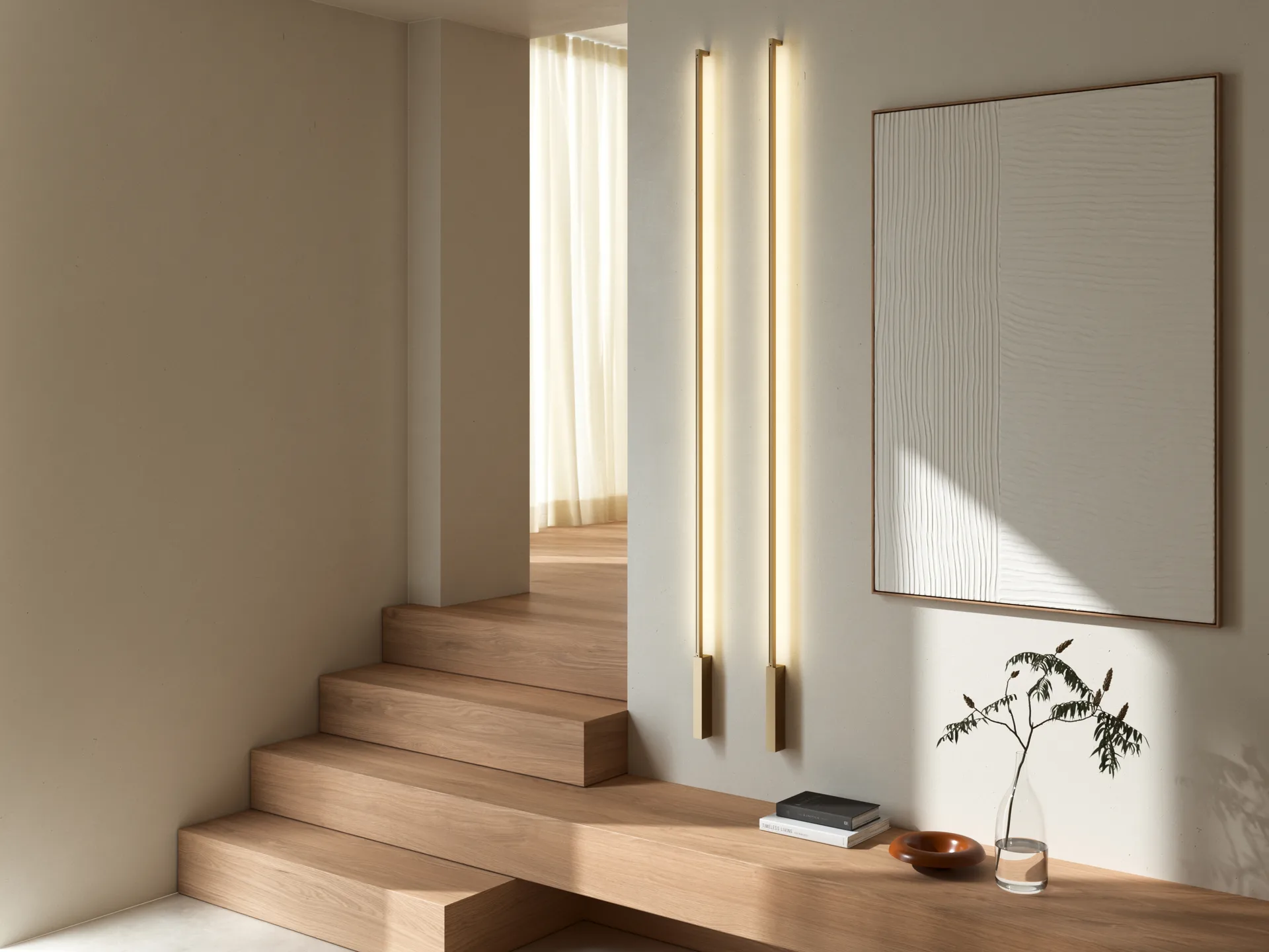 Stripe C/W vegglampe, Brass, 4x200 cm Light-Point