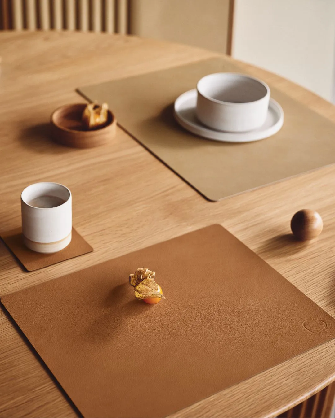 Wood Box oppbevaring til glassunderlag, Nature-oak, circle, S LIND DNA