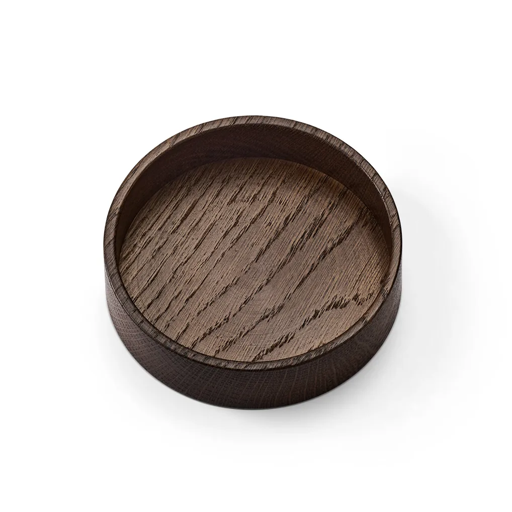 Wood Box oppbevaring til glassunderlag, Smoked-oak, circle, S LIND DNA
