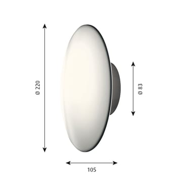 AJ Eiklipta taklampe-vegglampe Ø22 cm - Hvit opal - Louis Poulsen