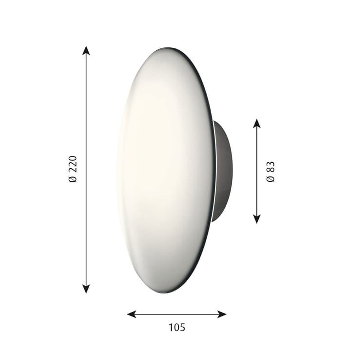 AJ Eiklipta taklampe-vegglampe Ø22 cm, Hvit opal Louis Poulsen