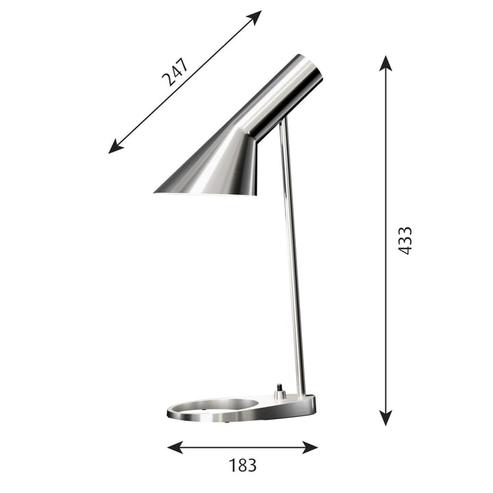 AJ MINI bordlampe, Rustfritt stål polert Louis Poulsen
