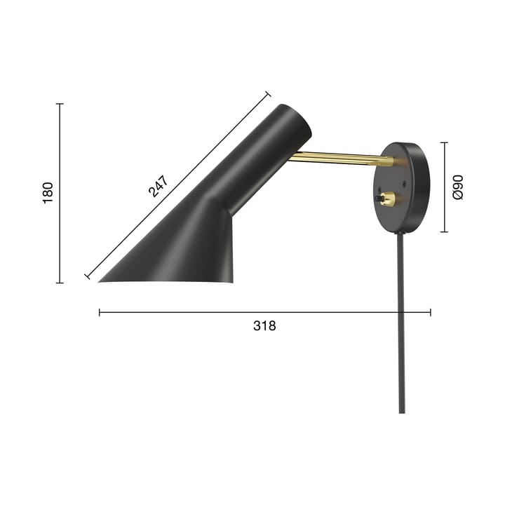 AJ vegglampe, Brass-black Louis Poulsen