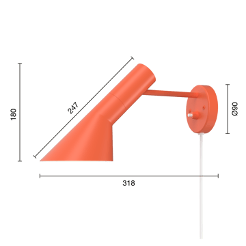 AJ vegglampe - Electric orange - Louis Poulsen