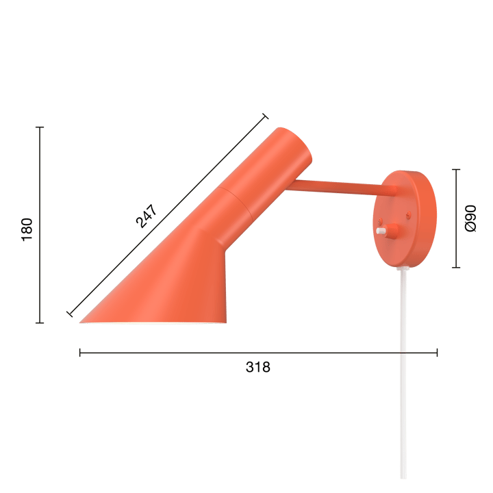 AJ vegglampe, Electric orange Louis Poulsen