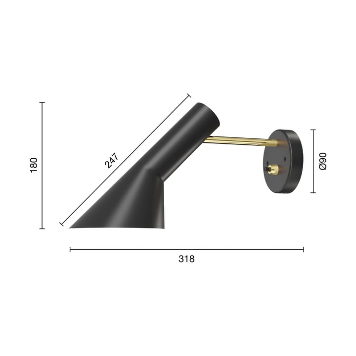 AJ vegglampe fast installasjon, Brass-black Louis Poulsen