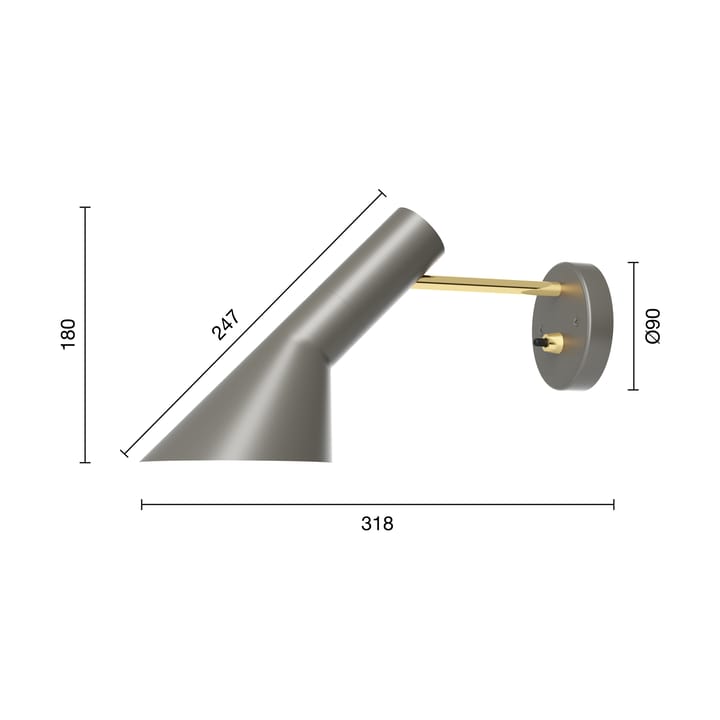AJ vegglampe fast installasjon, Brass-warm grey Louis Poulsen