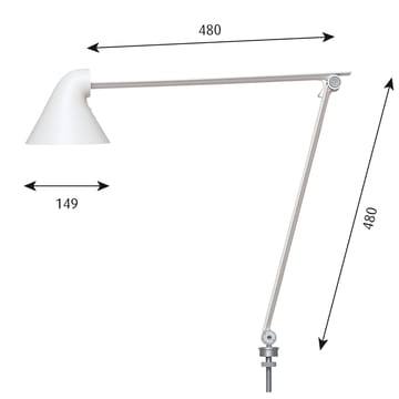 NJP bordlampe stift Ø10 mm - Hvit - Louis Poulsen