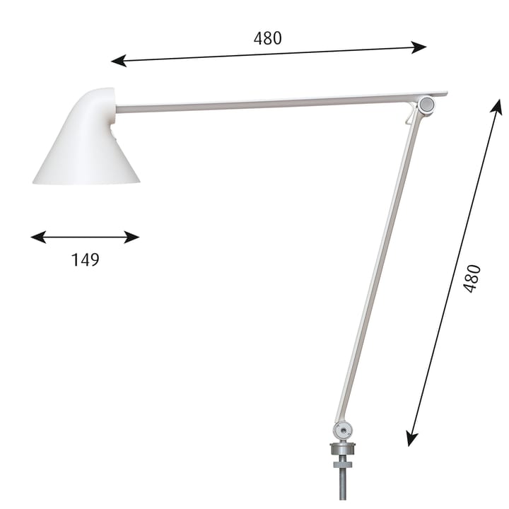 NJP bordlampe stift Ø10 mm, Hvit Louis Poulsen