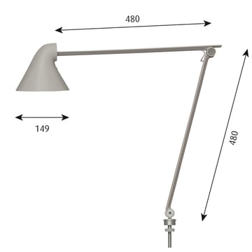 NJP bordlampe stift Ø10 mm - Lysegrå - Louis Poulsen