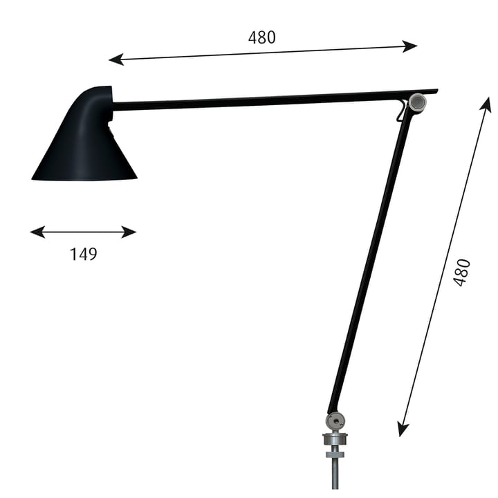 NJP bordlampe stift Ø10 mm, Svart Louis Poulsen