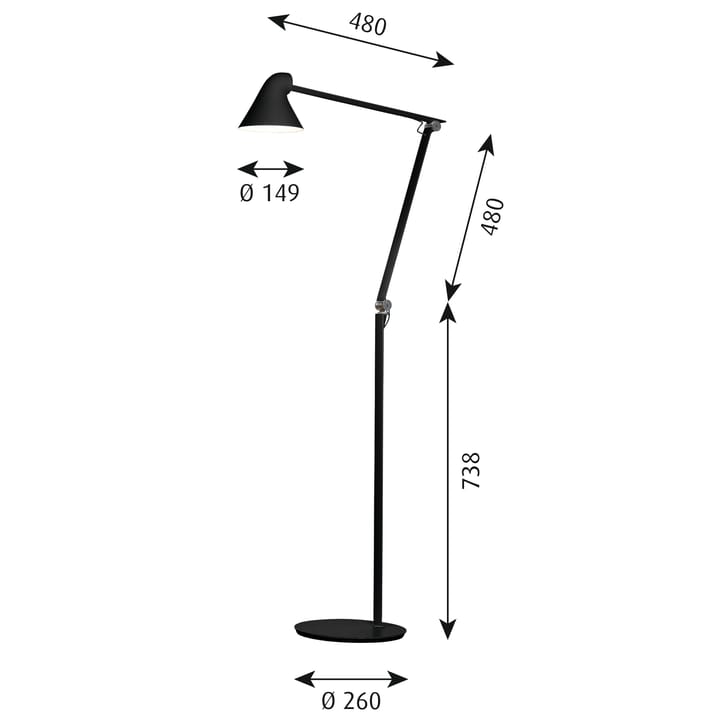 NJP gulvlampe, Svart Louis Poulsen