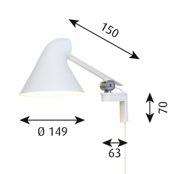 NJP vegglampe kort arm - Hvit - Louis Poulsen
