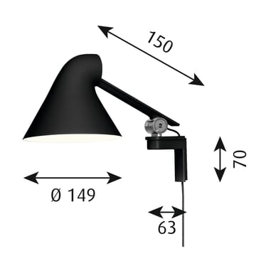 NJP vegglampe kort arm - Svart - Louis Poulsen