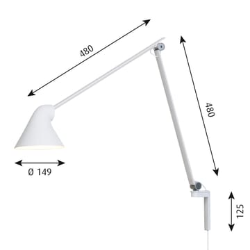 NJP vegglampe lang arm - Hvit - Louis Poulsen
