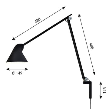 NJP vegglampe lang arm - Svart - Louis Poulsen