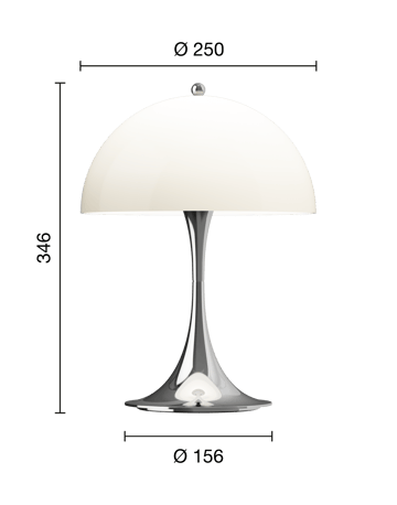 Panthella 250 bærbar bordlampe - Chrome opal beige - Louis Poulsen