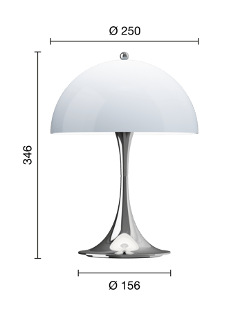 Panthella 250 bærbar bordlampe - Chrome opal blue grey - Louis Poulsen