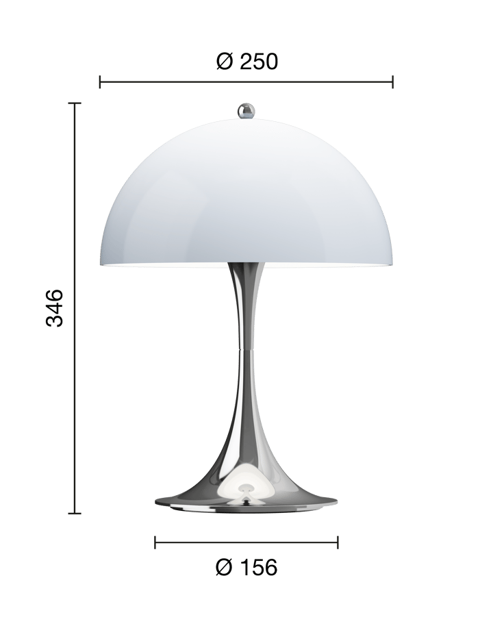 Panthella 250 bærbar bordlampe, Chrome opal blue grey Louis Poulsen