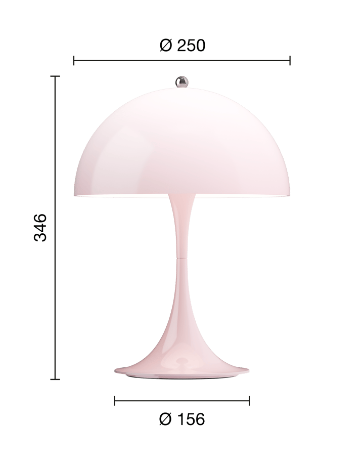 Panthella 250 bærbar bordlampe, Opal pale rose Louis Poulsen